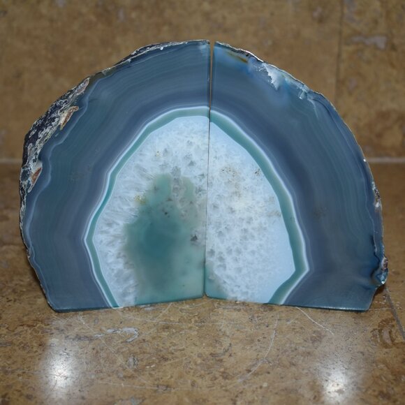 Vintage beautiful Agate Geode Quartz Crystal Rock Stone Rock Open book end - Picture 8 of 14